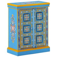 vidaXL Sideboard Solid Mango Wood Turquoise Hand Painted