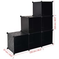 vidaXL Storage Cube Organizer with 6 Compartments Black