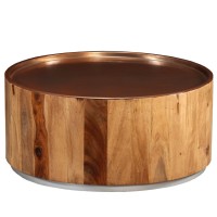 Vidaxl Coffee Table Solid Sheesham Wood And Steel 26.8