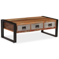 Vidaxl Coffee Table With 3 Drawers Solid Reclaimed Wood 39.4X19.7X13.8