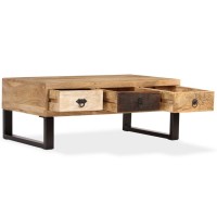 Vidaxl Coffee Table With 3 Drawers Solid Mango Wood 35.4X19.7X13.8