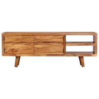 vidaXL TV Stand Solid Wood Acacia with Carved Doors 46.1