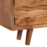 vidaXL TV Stand Solid Wood Acacia with Carved Doors 46.1