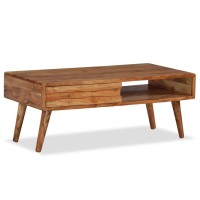 vidaXL Coffee Table Solid Wood with Carved Drawer 39.4