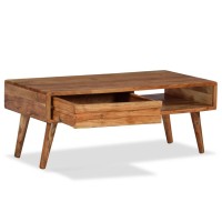 vidaXL Coffee Table Solid Wood with Carved Drawer 39.4