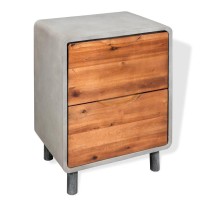 vidaXL Nightstand Concrete Solid Acacia Wood 15.7