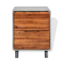 vidaXL Nightstand Concrete Solid Acacia Wood 15.7