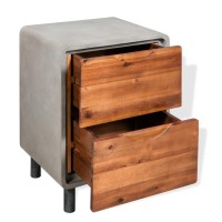 vidaXL Nightstand Concrete Solid Acacia Wood 15.7