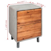 vidaXL Nightstand Concrete Solid Acacia Wood 15.7