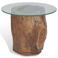 vidaXL Coffee Table Teak Glass 19.7