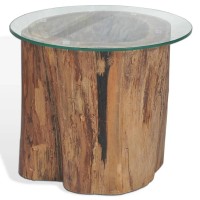 vidaXL Coffee Table Teak Glass 19.7