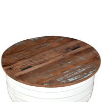 vidaXL Coffee Table Solid Reclaimed Wood White Barrel Shape