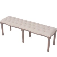 Vidaxl Bench Linen Solid Wood 59.1 X 15.7 X 18.9 Cream White