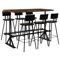 vidaXL Bar Set 7 Piece Solid Reclaimed Wood Multicolor