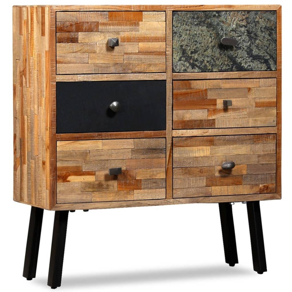 vidaXL Side Cabinet with 6 Drawers Solid Reclaimed Teak 27.6