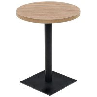 Vidaxl Bistro Table Mdf And Steel Round 23.6X29.5 Oak Color