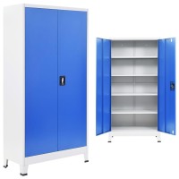 Vidaxl Office Cabinet Metal 35.4X15.7X70.9 Gray And Blue