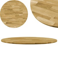 vidaXL Table Top Solid Oak Wood Round 0.9