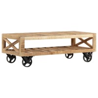 vidaXL Coffee Table with Wheels Solid Wood Mango 43.3