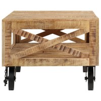 vidaXL Coffee Table with Wheels Solid Wood Mango 43.3