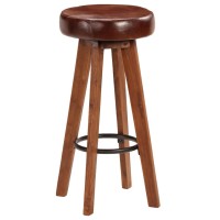 vidaXL Bar Chairs 2 pcs Real Leather and Solid Acacia Wood