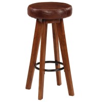 vidaXL Bar Chairs 2 pcs Real Leather and Solid Acacia Wood