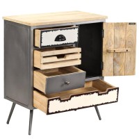 Vidaxl Sideboard Solid Mango Wood And Steel 25.6X13X29.9