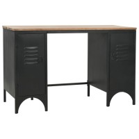 Vidaxl Double Pedestal Desk Solid Firwood And Steel 47.2X19.7X29.9