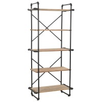 vidaXL Bookcase Solid Firwood and Steel 31.4