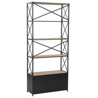 Vidaxl Bookcase Solid Firwood And Steel 31.4X12.7X70.8