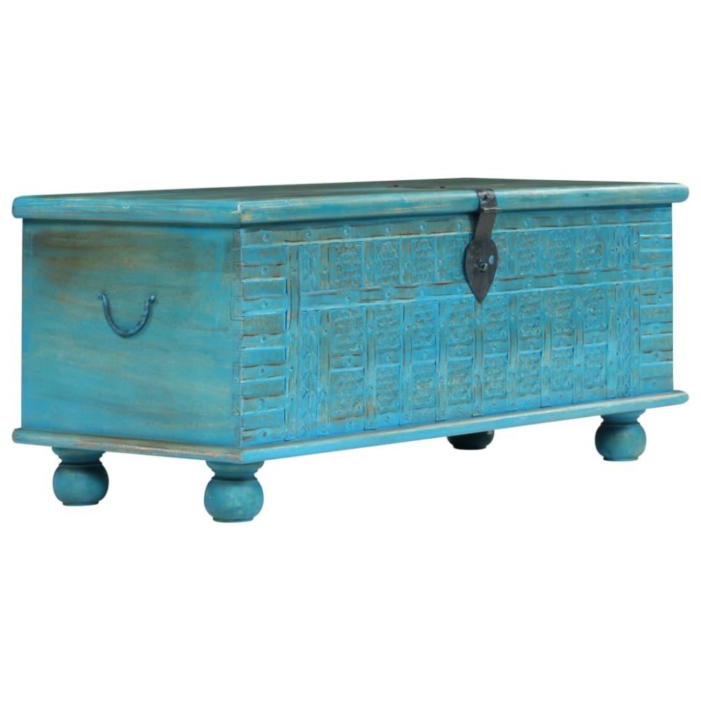 vidaXL Storage Chest Solid Mango Wood Blue 39.4