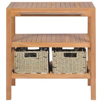 vidaXL Bathroom Vanity Cabinet with 2 Baskets Solid Teak 29.1