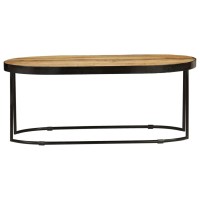 vidaXL Coffee Table Oval Solid Rough Mango Wood and Steel 39.4