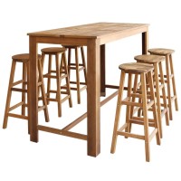 vidaXL Bar Table and Stool Set 7 Pieces Solid Acacia Wood