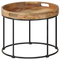 vidaXL Coffee Table Solid Mange Wood and Steel 19.7