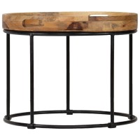 vidaXL Coffee Table Solid Mange Wood and Steel 19.7