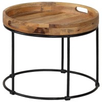 vidaXL Coffee Table Solid Mange Wood and Steel 19.7