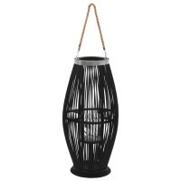 vidaXL Hanging Candle Lantern Holder Bamboo Black 23.6