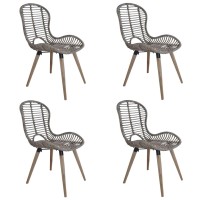 vidaXL Dining Chairs 4 pcs Brown Natural Rattan