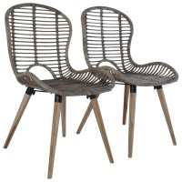 vidaXL Dining Chairs 4 pcs Brown Natural Rattan