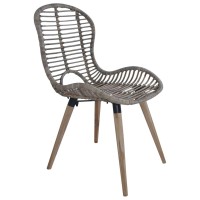 vidaXL Dining Chairs 4 pcs Brown Natural Rattan