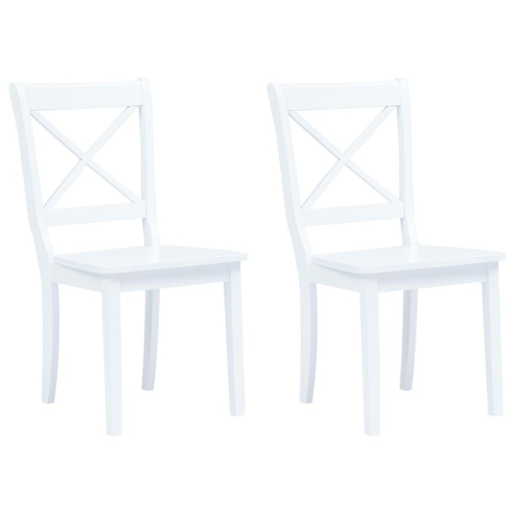 vidaXL Dining Chairs 2 pcs White Solid Rubber Wood