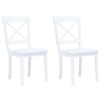 vidaXL Dining Chairs 2 pcs White Solid Rubber Wood