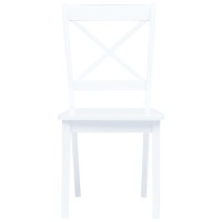 vidaXL Dining Chairs 2 pcs White Solid Rubber Wood