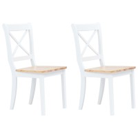 Vidaxl Dining Chairs 2 Pcs White And Light Wood Solid Rubber Wood