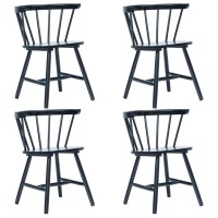 vidaXL Dining Chairs 4 pcs Black Solid Rubber Wood