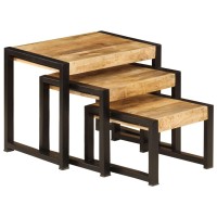 vidaXL Nesting Tables 3 pcs Solid Mango Wood