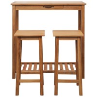 vidaXL 3 Piece Bar Set Solid Oak Wood