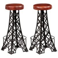 Vidaxl Bar Stools 2 Pcs Real Leather