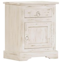 Vidaxl Bedside Cabinet White 15.7X11.8X19.7 Solid Mango Wood